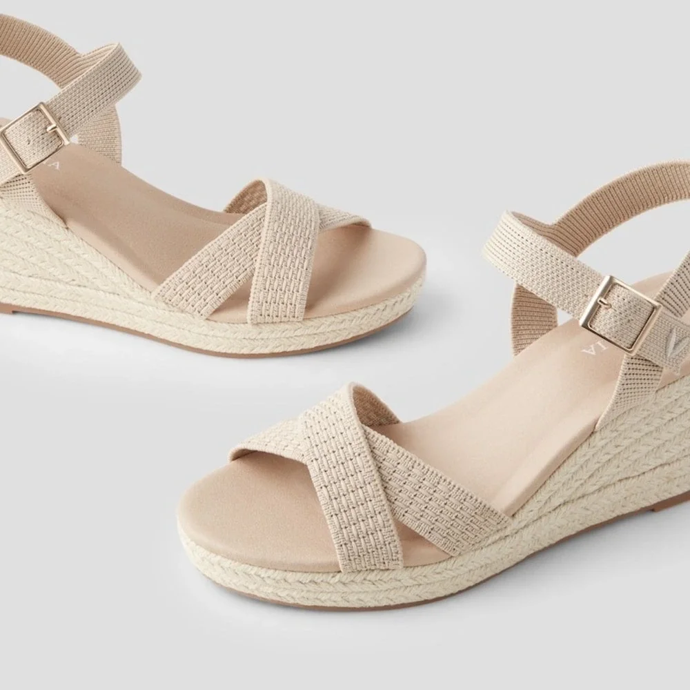 Vivaia Wedge Sandals Espadrille Ankle Strap Casual Summer Sandal Size 9.5 EUR 41